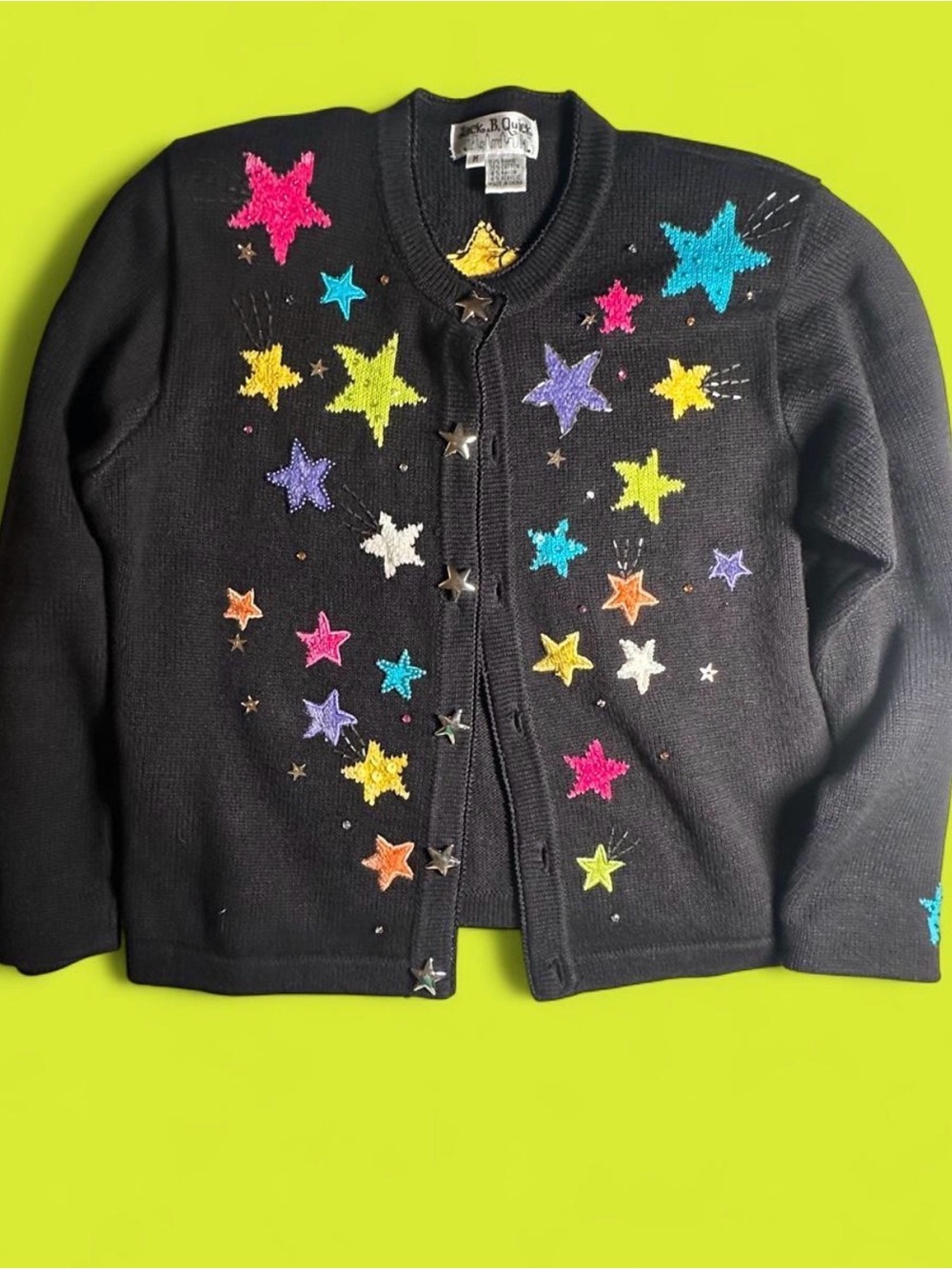 Vintage Jack B. Quick Beaded Star Cardigan size medium